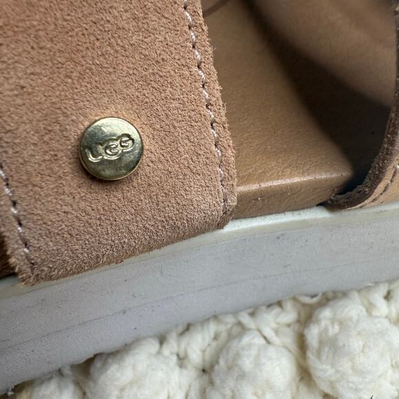 UGG Braelynn Metallic Leather Sandals Rose Gold Size 10 - Picture 6 of 15